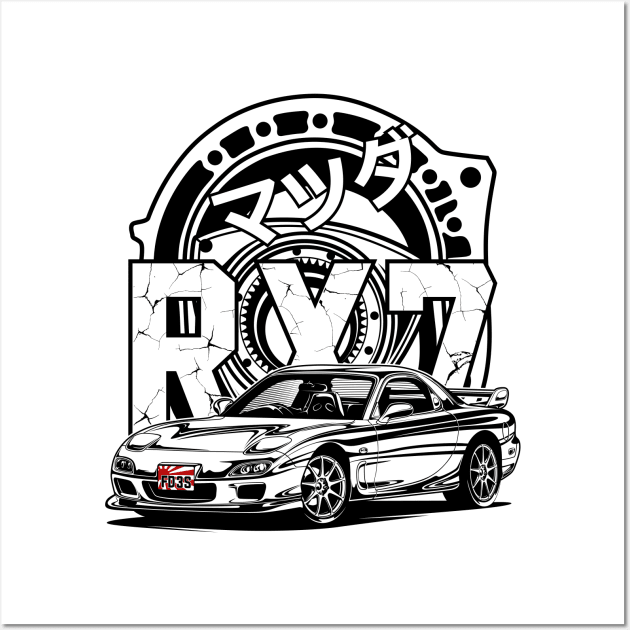 RX7 FD3S Rotary Engine Wall Art by idrdesign